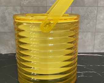 Seau à glace jaune LUCITE VTG des années 1970 Sally Design 8 x 7