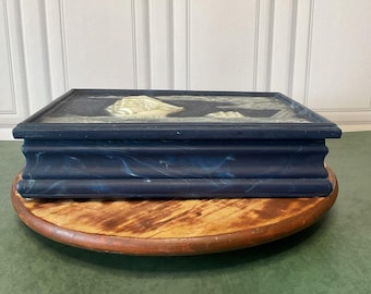 Vintage Incolay Stone Jewelry Box Lady Dragonette Fantasy Series