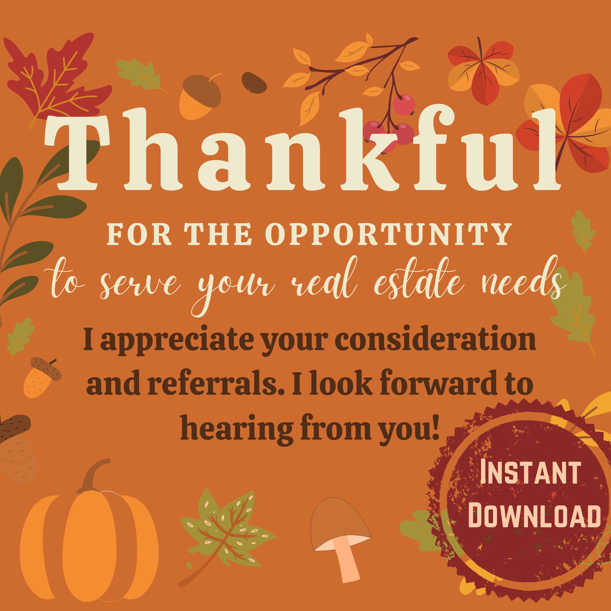 Realtor Thanksgiving Pop by Card, Real Estate Agent, Realtor Farming