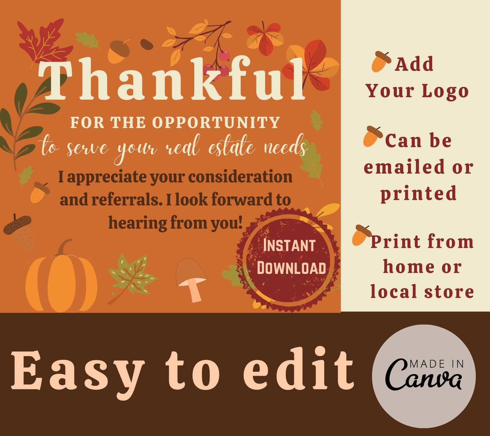 Realtor Thanksgiving Pop by Card, Real Estate Agent, Realtor Farming