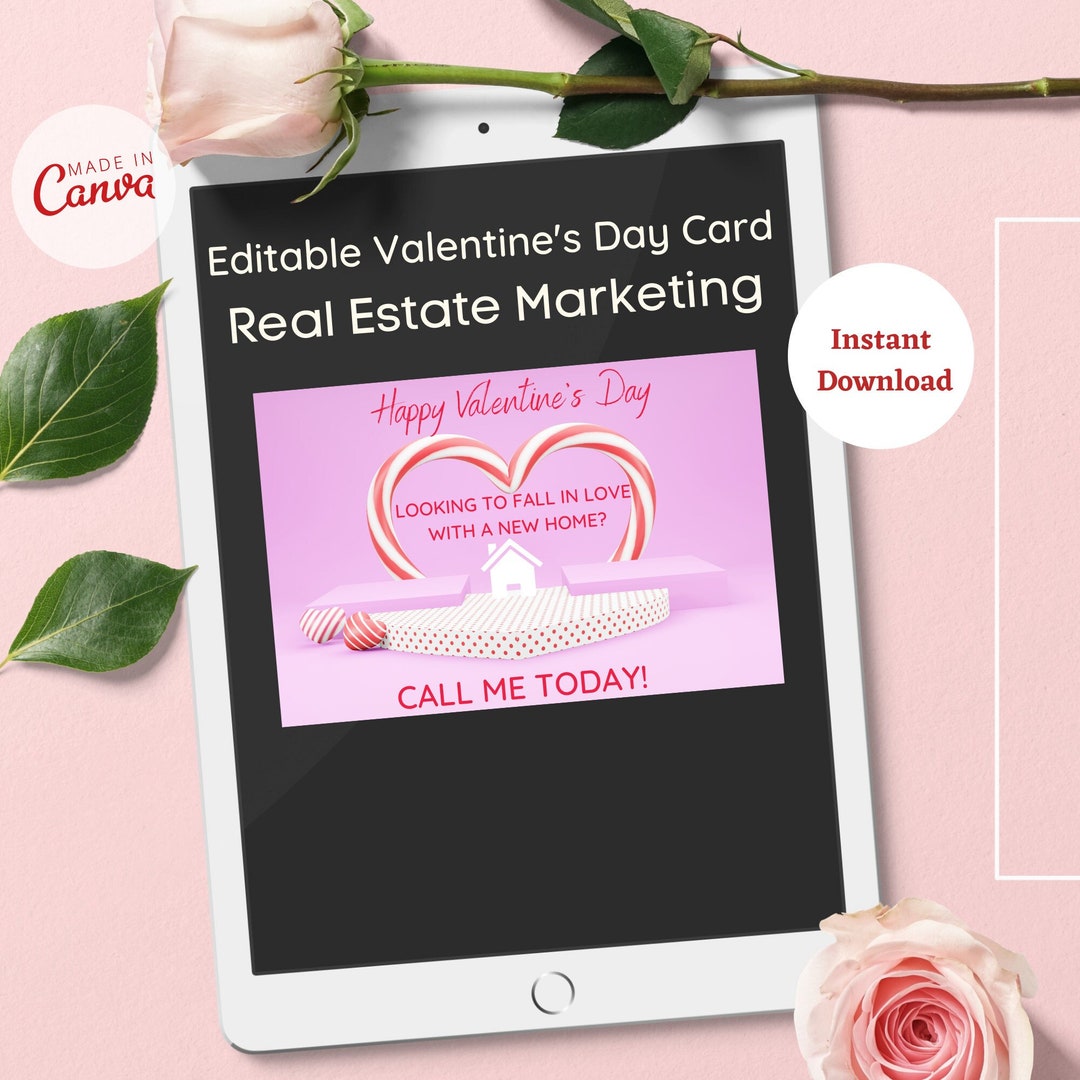 Real Estate Valentine's Day Post Card, Printable Valentine's Day Card