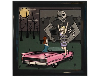 Terror at the Drive-In Fine Art Print 8"x8"