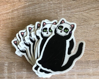 Skull Mask Black Cat Sticker Glow in the Dark
