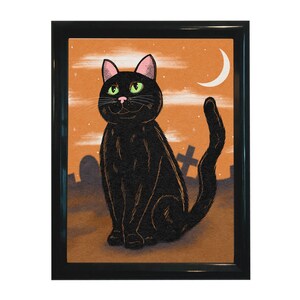 Black Cat Halloween Graveyard 8&quot;x10&quot;