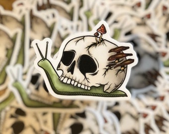 Skull Snail Sticker Water Bottle Laptop Decal 3.5"x3"