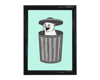 Trash Cat Feisty Cat Fine Art Print 8"x10"