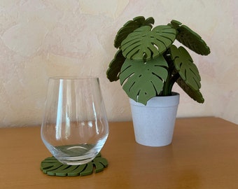 Monstera Untersetzer-Set mit magnetischen Blättern/Monstera coaster set with magnetic leafs