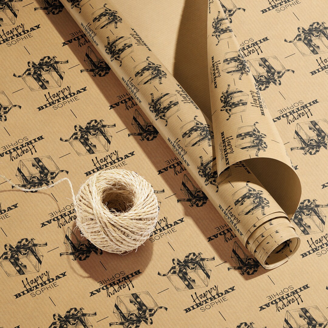 Birthday Kraft Gift Wrapping Paper Rolls Pheasant Brown Recycled Paper Kraft  Gift Wrap for All Occasions 