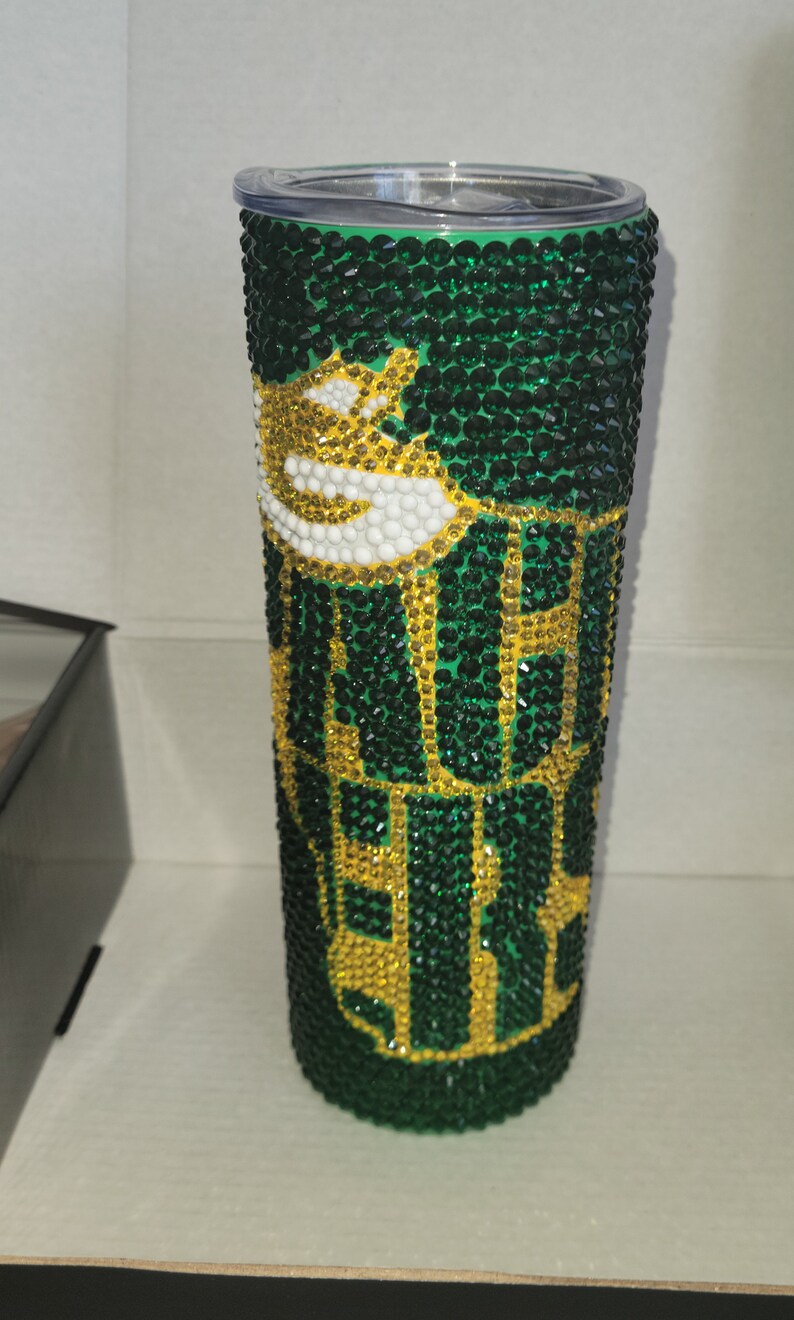Green Bay Packers Rhinestone Tumbler - Etsy
