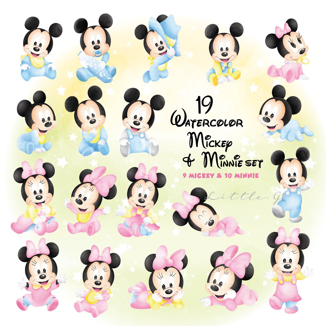 Mickey Minnie Watercolor Clipart, Cute Mickey Png, Cute Minnie Png ...