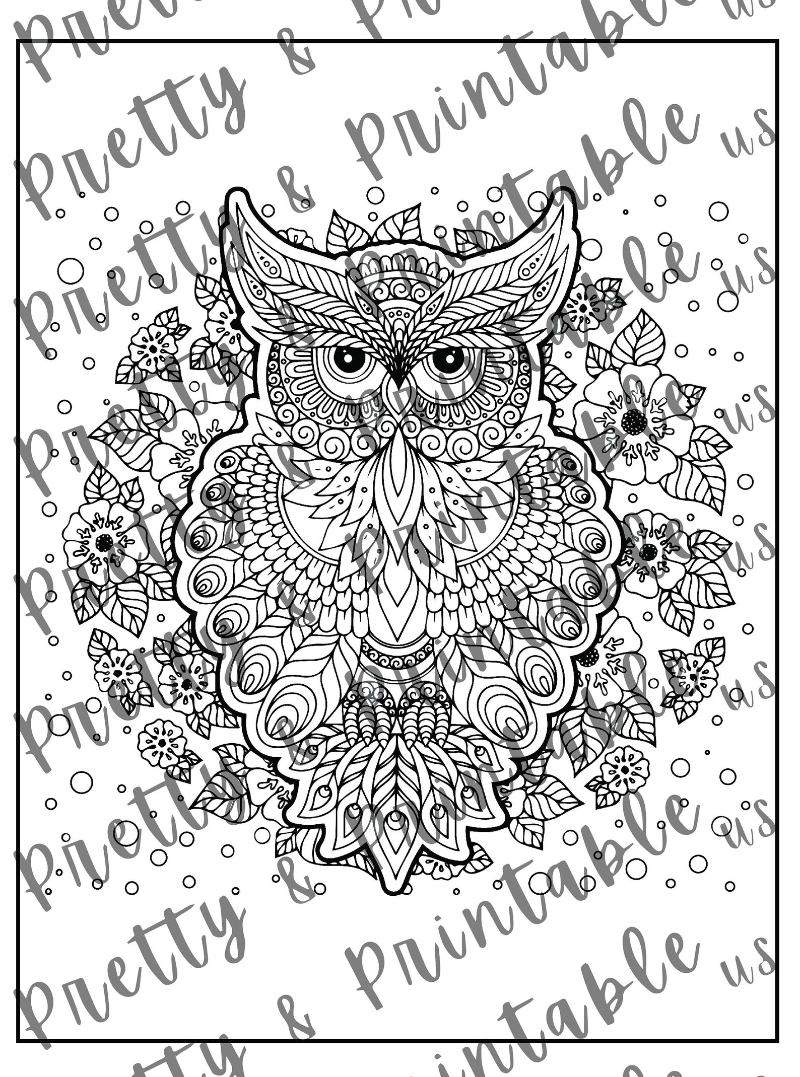 Printable Owl Coloring Page - Instant Download PDF - Etsy