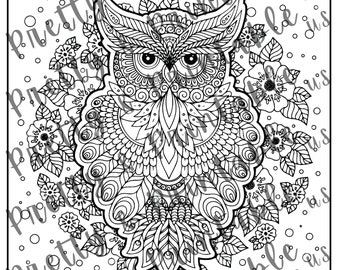 Printable Owl Coloring Page - Instant Download PDF