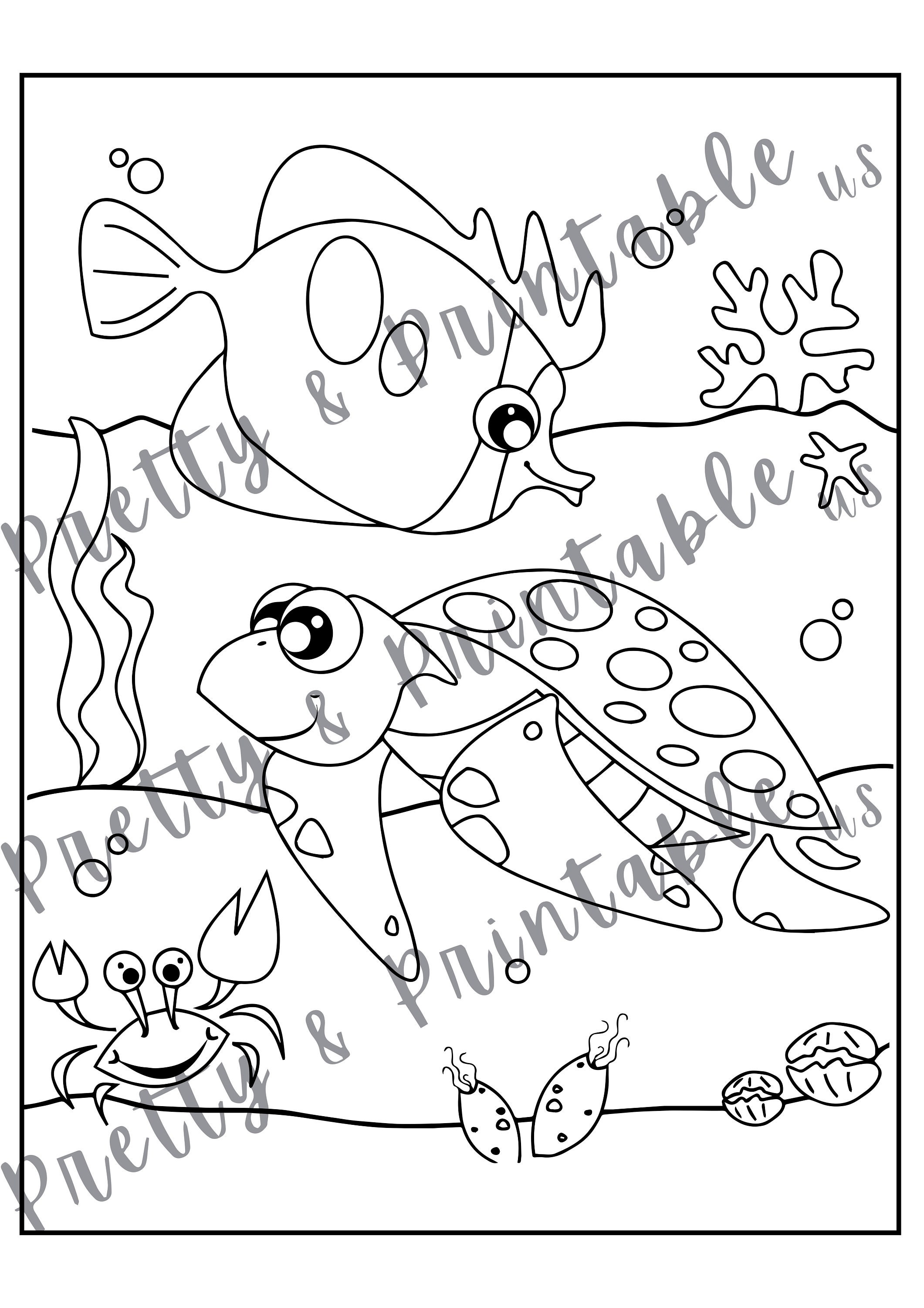 Printable Underwater Coloring Page Instant Download PDF - Etsy
