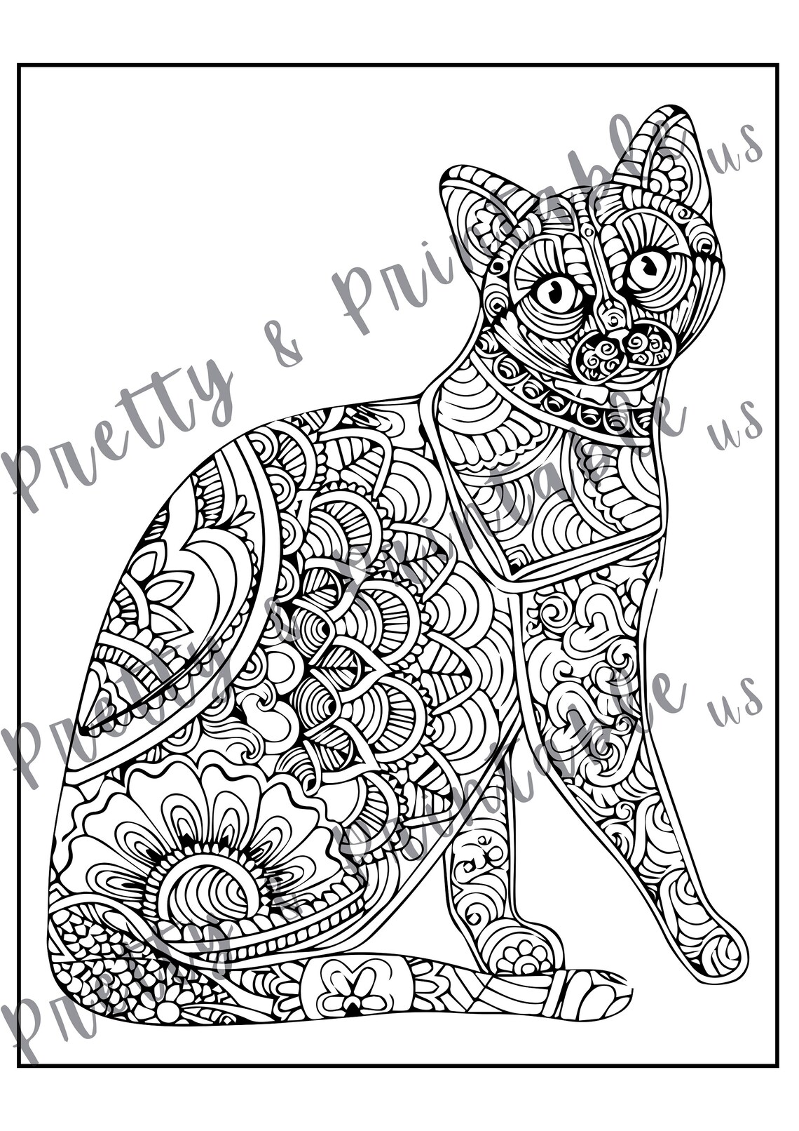 Printable Cat Coloring Page - Instant Download PDF - Etsy