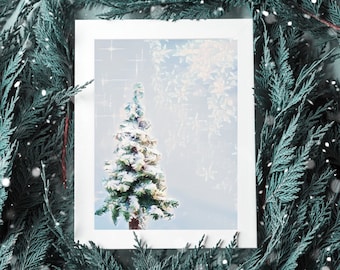 Snow Covered Pine Wall Art Print | Winter Home Decor | Christmas Decor | Winter Decor for Home
