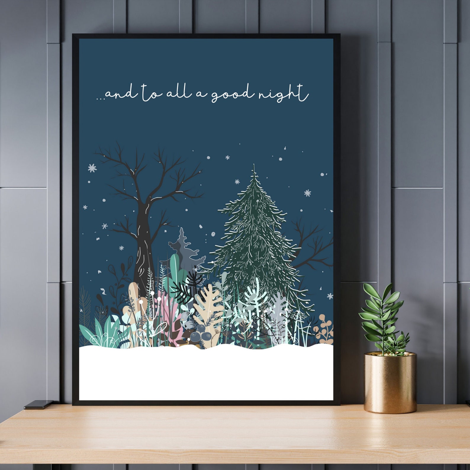 And to All a Goodnight Wall Art Print Christmas Home Decor Etsy