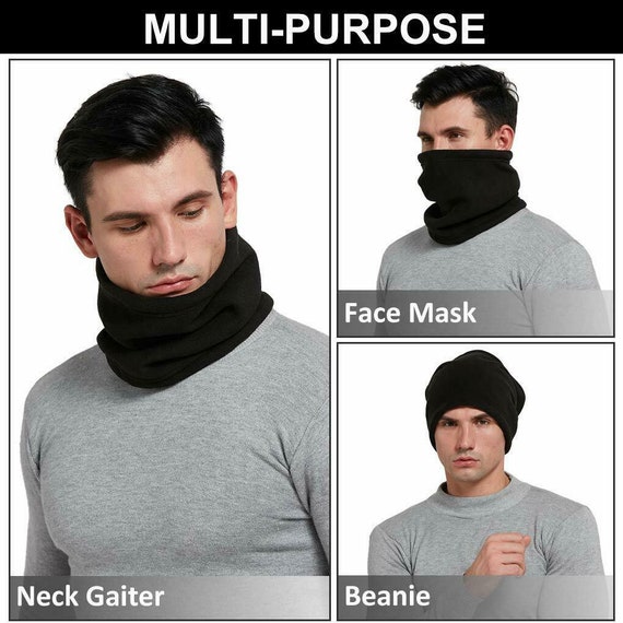 Unisex Thermal Fleece Snood Scarf Adults Hat Face Mask -