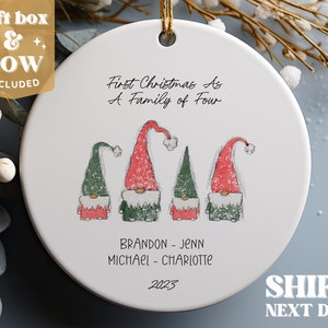 Family of Four Christmas Ornament - New Baby Christmas Ornament 2023 - Personalized Family Ornament #261