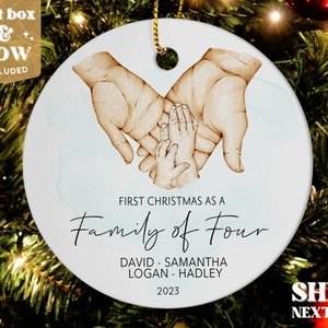 Family of Four Christmas Ornament, New Baby Christmas Ornament 2024, Personalized Family Ornament #227