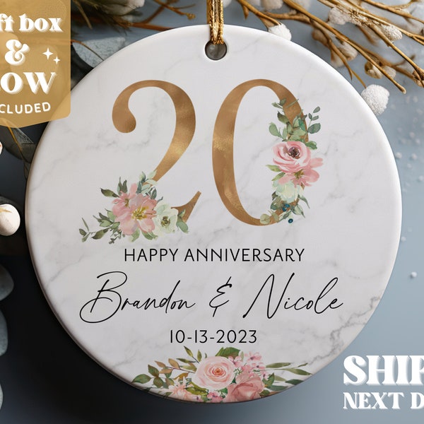 20th Anniversary Ornament Personalized, Christmas Ornament, Personalized, 20th Wedding Anniversary, Christmas Gift #148