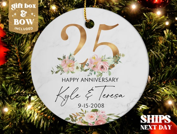 25th anniversary sale christmas ornament personalized