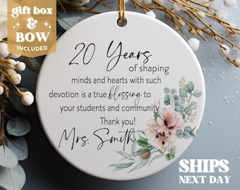 Teacher Christmas Ornament, Retirement Personalized Teacher Gift, Teacher Appreciation Keepsake, Teacher Gift Box, #329
