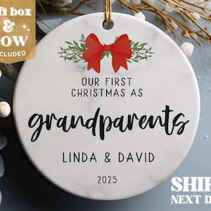 Personalized Grandparents Ornament, Custom Family Keepsake, First Christmas, Custom Ornament, Christmas Ornaments, Christmas Gift #86