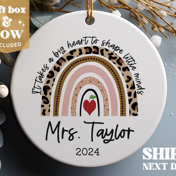 Teacher Christmas Ornament, Custom Ornament, Christmas Ornaments, Teacher Gift, Teacher Gift Box, #58