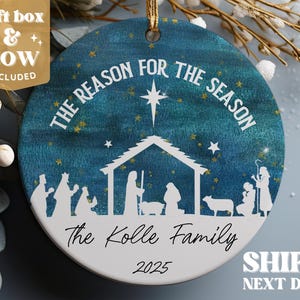Nativity Christmas Ornament, Reason for the Season, Personalized Christmas Ornament, Christian Ornament, Christmas Gift #116