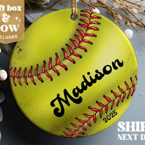 Sports Christmas Ornament 2025 - Kids Christmas Ornament - Softball Ornament #178