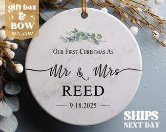First Christmas Married Ornament 2025 - Our First Christmas Ornament Personalized Ornament #11