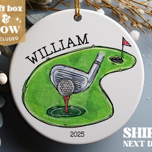 Adorno navideño deportivo 2026 - Adorno navideño de papá golfista - Adorno de golf infantil n.° 210
