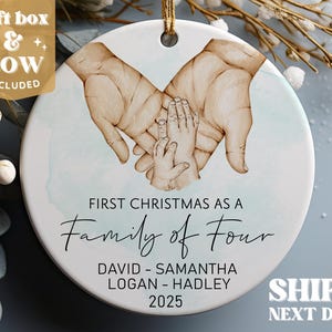 Family of Four Christmas Ornament, New Baby Christmas Ornament 2025, Personalized Family Ornament #227