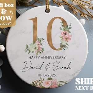 10th Anniversary Ornament Personalized, Christmas Ornament, Personalized, 10th Wedding Anniversary, Christmas Gift #149