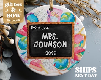 Teacher Christmas Ornament, Custom Ornament, Christmas Ornaments, Teacher Gift Box, Teacher Gift #61