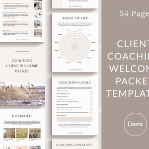 Coaching Client Welcome Packet, Client Onboarding Template, Canva Coaching Worksheets, Life Coach Templates, Business Coach Templates, Coach