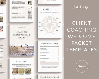 Coaching Client Welcome Packet, Client Onboarding Template, Canva Coaching Worksheets, Life Coach Templates, Business Coach Templates, Coach