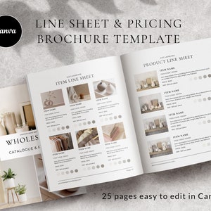 Line Sheet Template, Product Brochure Template, Wholesale Catalog Template, Canva Price List Template Product Sales Sheet Editable Linesheet