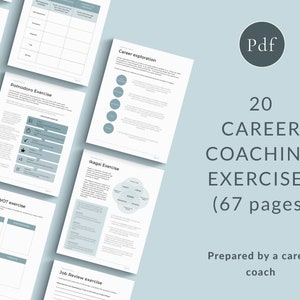 Puede incluir: Un conjunto de 20 ejercicios de coaching profesional, diseñados para ayudar a las personas a explorar sus opciones profesionales y desarrollar sus habilidades. Los ejercicios se presentan en un formato claro y conciso, con instrucciones y ejemplos proporcionados. El conjunto incluye ejercicios sobre temas como la exploración profesional, la autoevaluación, el establecimiento de objetivos y las estrategias de búsqueda de empleo. El documento tiene 67 páginas de largo y está preparado por un coach profesional.