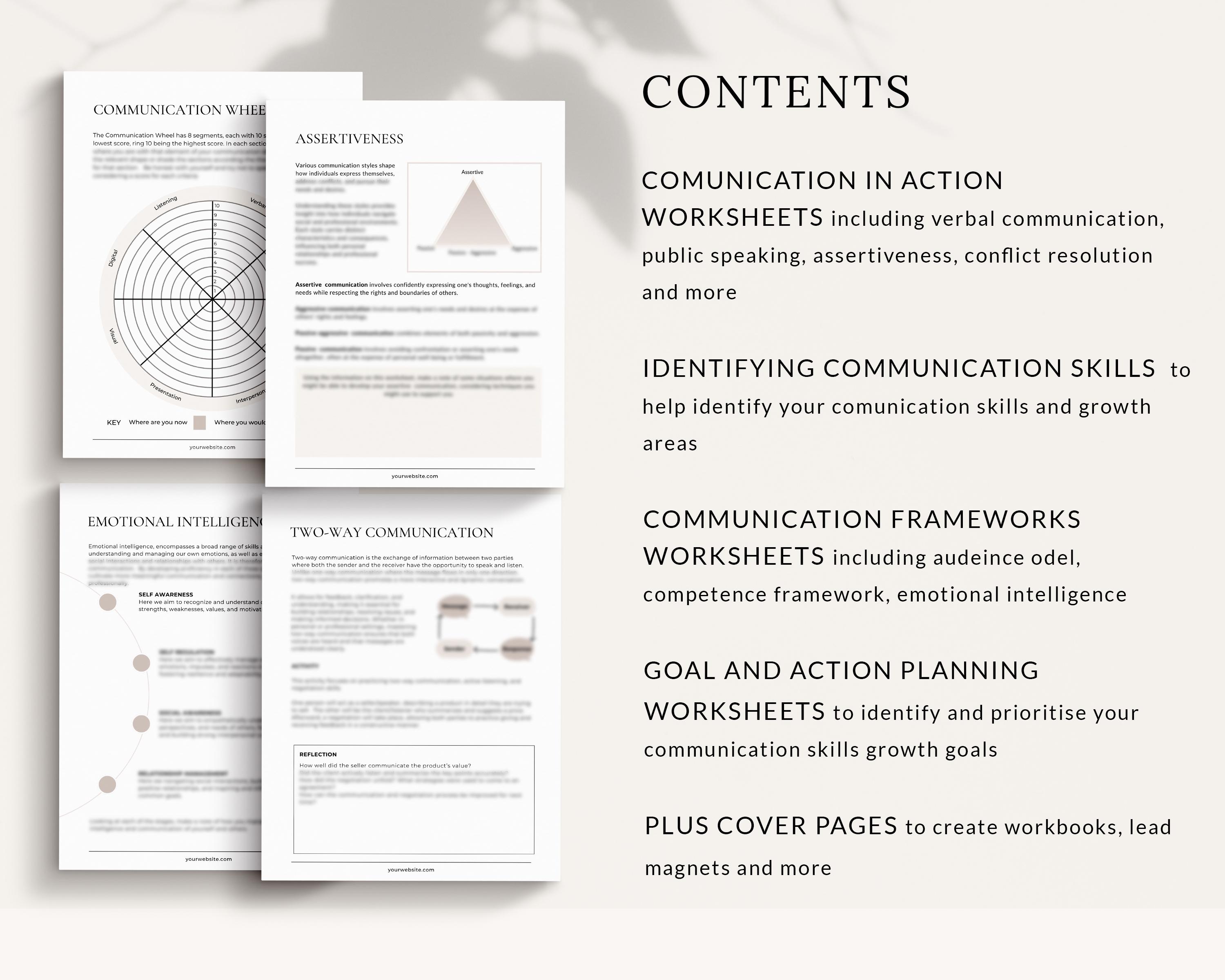 Communication Skills Worksheets, Canva Templates, Therapy Tools ...