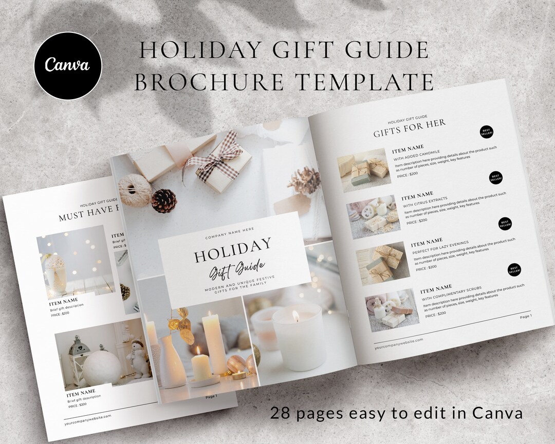 Christmas Catalog Gift Guide, Christmas Gift Guide Template, Canva