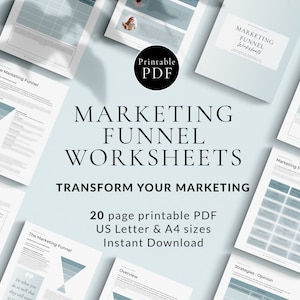 Marketing Funnel Strategy Worksheets Printable, Business Coaching, Small Business Marketing Strategy Workbook, Marketing Funnel examples