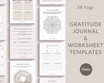 Gratitude Journal Canva Templates, Wellness & Life Coaching (Digital Download)