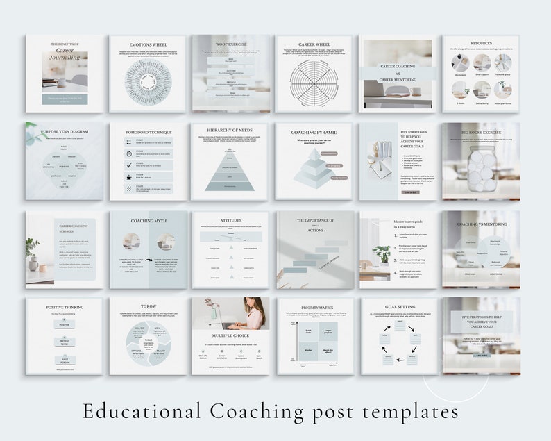 Career Coach Instagram Templates, Canva Social Media Kit Coaching, New Post, Square and Story