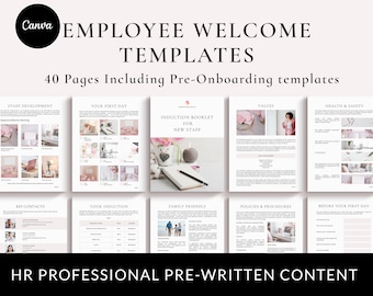 Employee Onboarding Template Canva, HR Welcome Booklet (40 Pages, US Letter/A4)