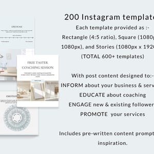 Career Coach Instagram Templates, Canva Social Media Kit Coaching, New Post, Square and Story