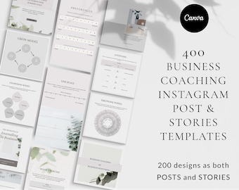 400 Business Coaching Instagram Post & Story Templates, Canva Social Media Kit