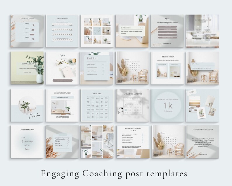 Career Coach Instagram Templates, Canva Social Media Kit Coaching, New Post, Square and Story