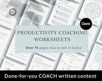 Cuaderno de productividad, hojas de coaching, plantillas de Canva, herramientas de gestión del tiempo (descarga digital)
