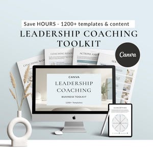 Sjabloonen voor leiderschapscoaching (Canva Toolkit), managementontwikkeling, trainingspakket voor leidinggevenden, werkboek voor zakelijke coaching